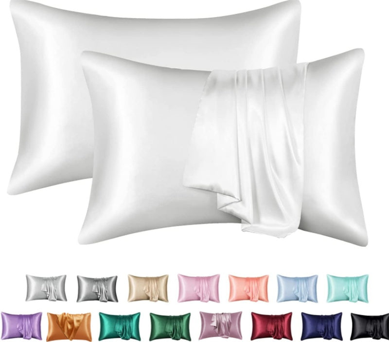 Silk-Style Solid Colour Satin Pillowcase – image 15