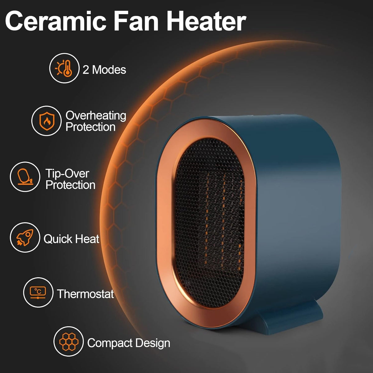 1200W Electric Space Heater Energy saving Ceramic Fast – image 6