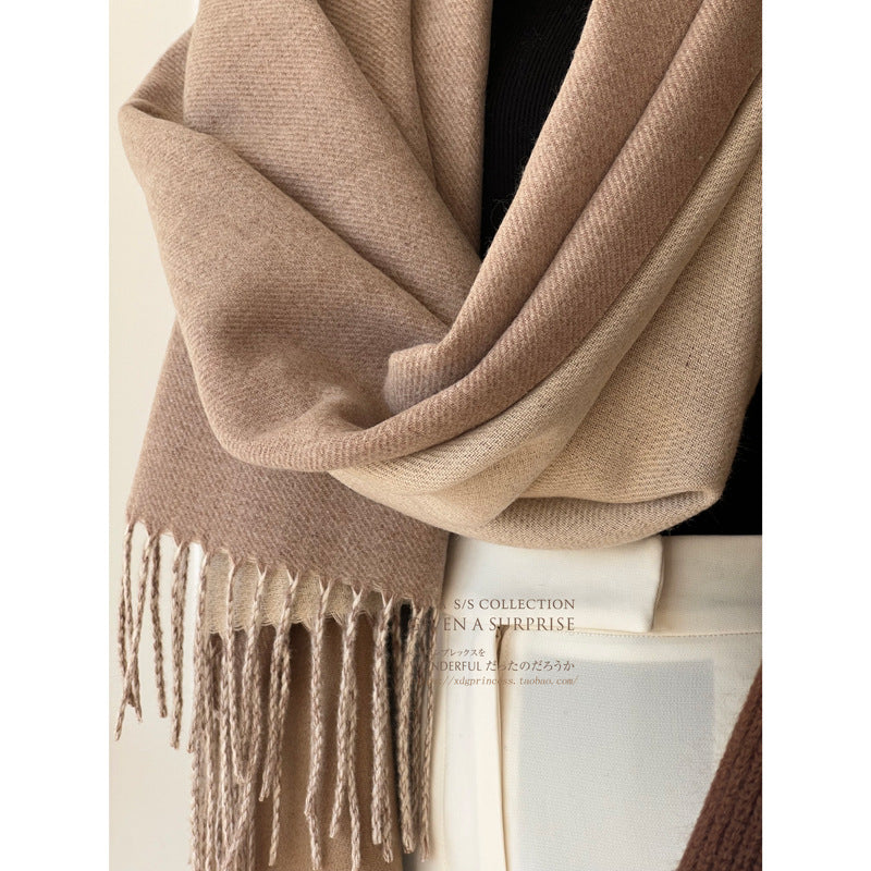 Double-sided Artificial Australian Wool Scarf Shawl – image 2