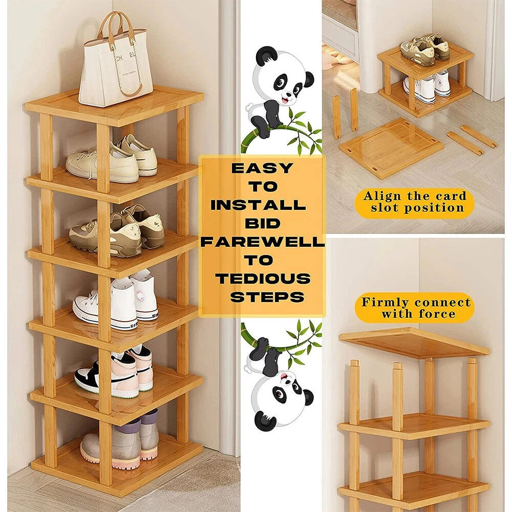 6-Tier Bamboo Shoe Rack - Vertical Space Saving Shoe – image 5