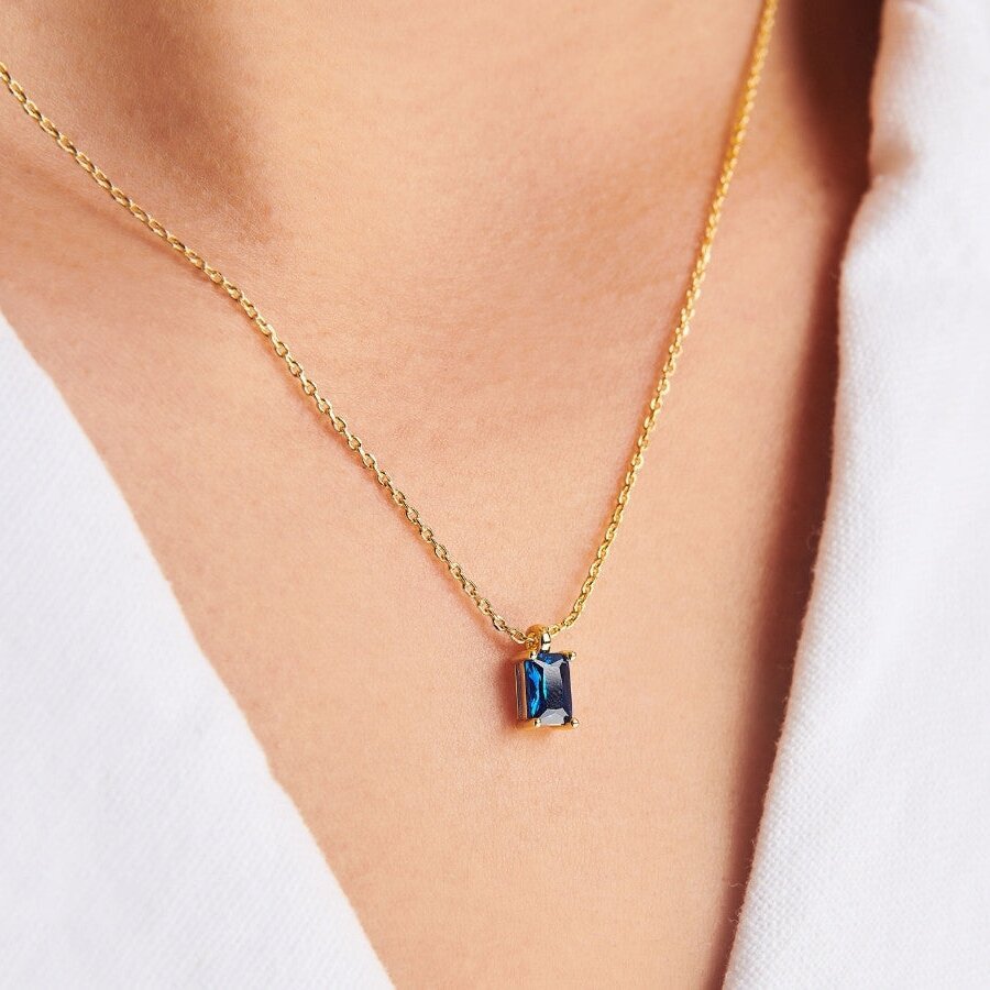 Titanium Steel Birthstone Pendant Necklace – image 10