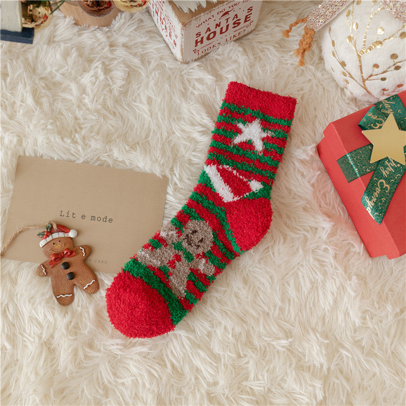 Christmas Slipper Socks with Grip Sole – Fluffy Plush Bed Socks