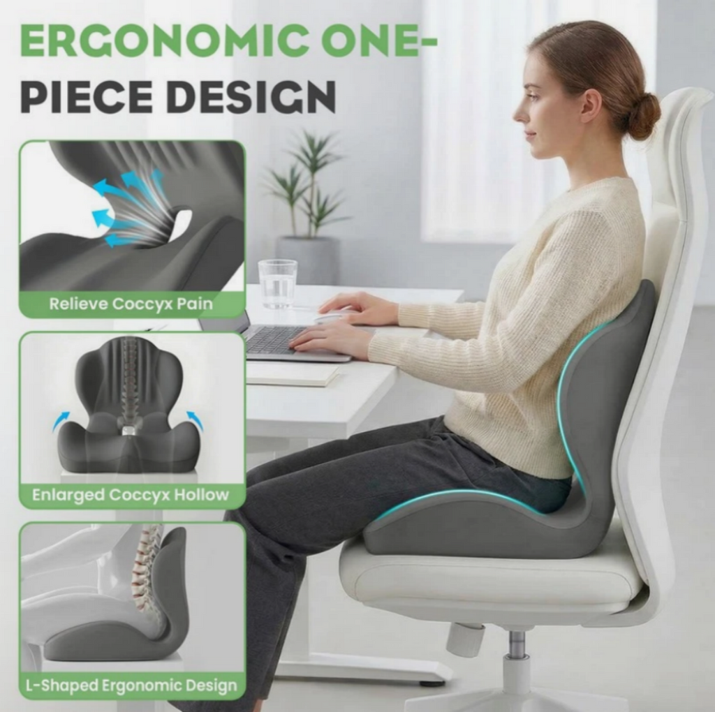 2-in-1 Ergonomic Back and Seat Cushion with Lumbar – image 9