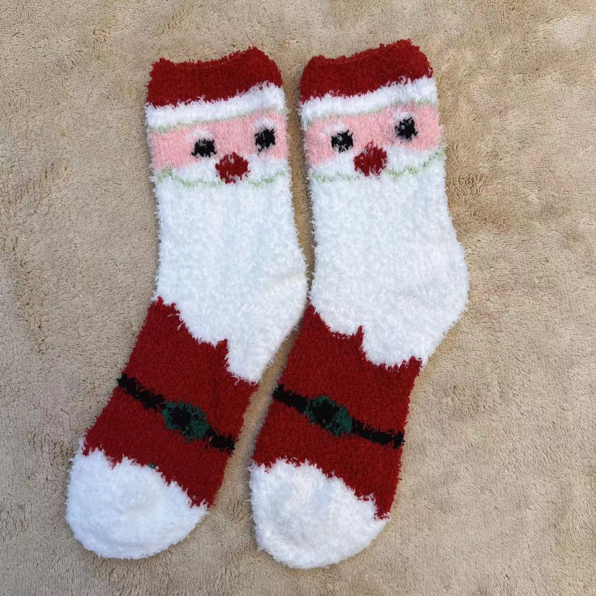 Christmas Slipper Socks with Grip Sole – Fluffy Plush Bed Socks