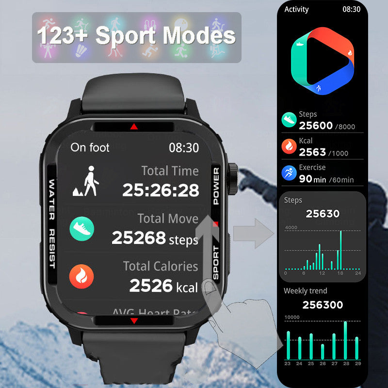 Bluetooth Sports Smartwatch – 1.85" Touchscreen with Metal Crown – image 7