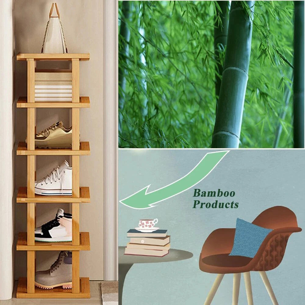 6-Tier Bamboo Shoe Rack - Vertical Space Saving Shoe – image 4