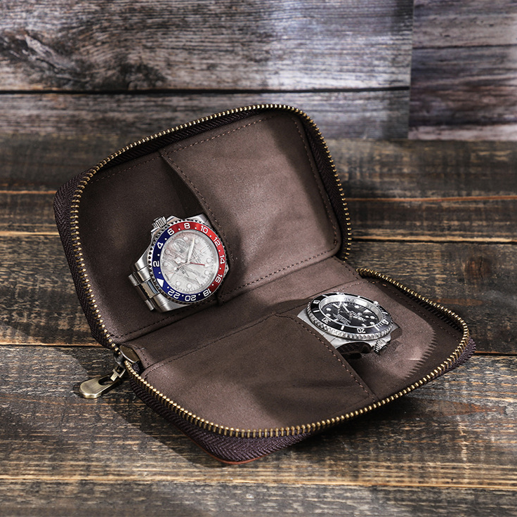 Gift Set for Him – Leather Double Watch Case & RFID Bi-Fold Wallet – image 1