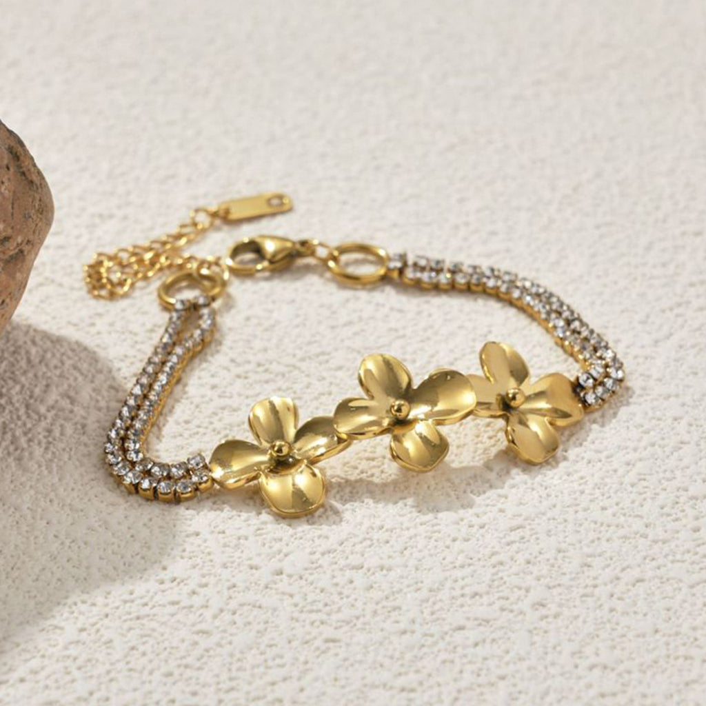 Light Luxury 18K Gold Plated Stainless Steel Flower – image 4
