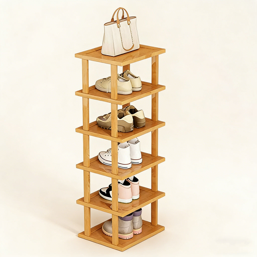 6-Tier Bamboo Shoe Rack - Vertical Space Saving Shoe – image 3