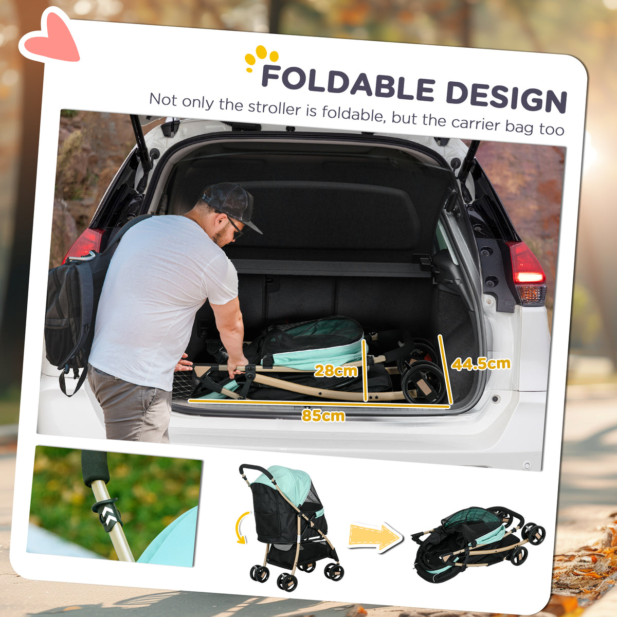 Pet Stroller For Small And Miniature Dogs, With Rain – image 7