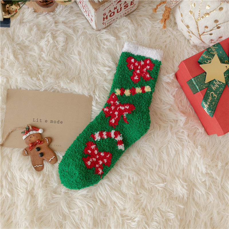 Christmas Slipper Socks with Grip Sole – Fluffy Plush Bed Socks