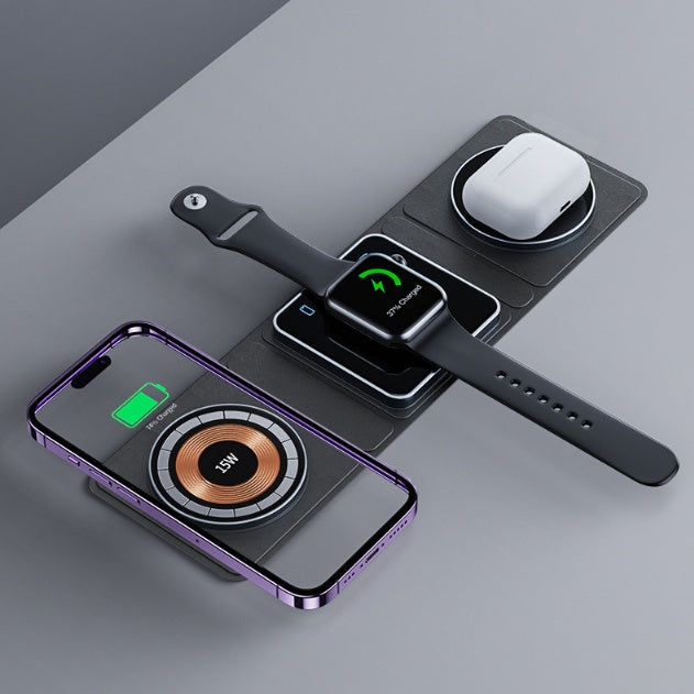 Foldable 3-in-1 Magnetic Charging Station – Transparent