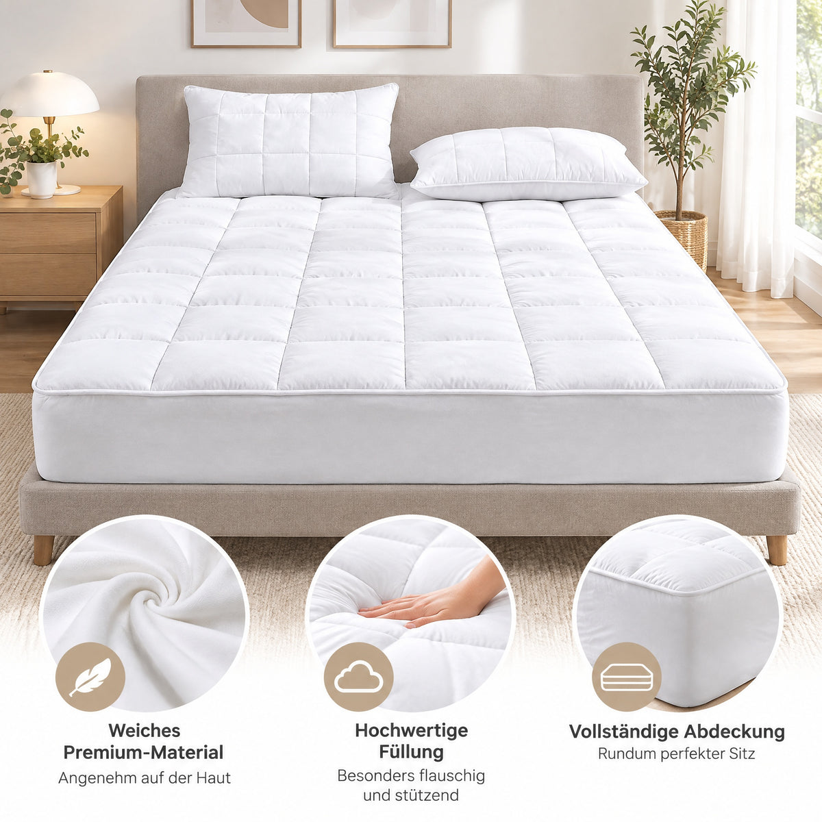 Quilted Fitted Mattress Protector – Soft Thick Breathable Cover – image 5