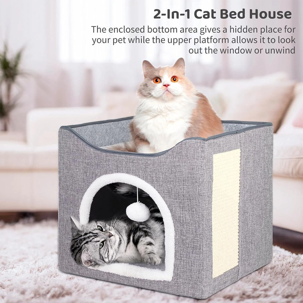 Pet Foldable Storage Cat Shelter Three-dimensional Cage With Cat Scratching Pad