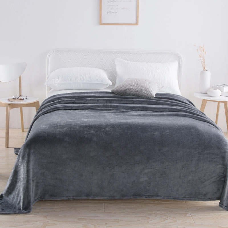 Solid Flannel Throw Blanket – Ultra Soft Lightweight Sofa & Bed Throw – image 4