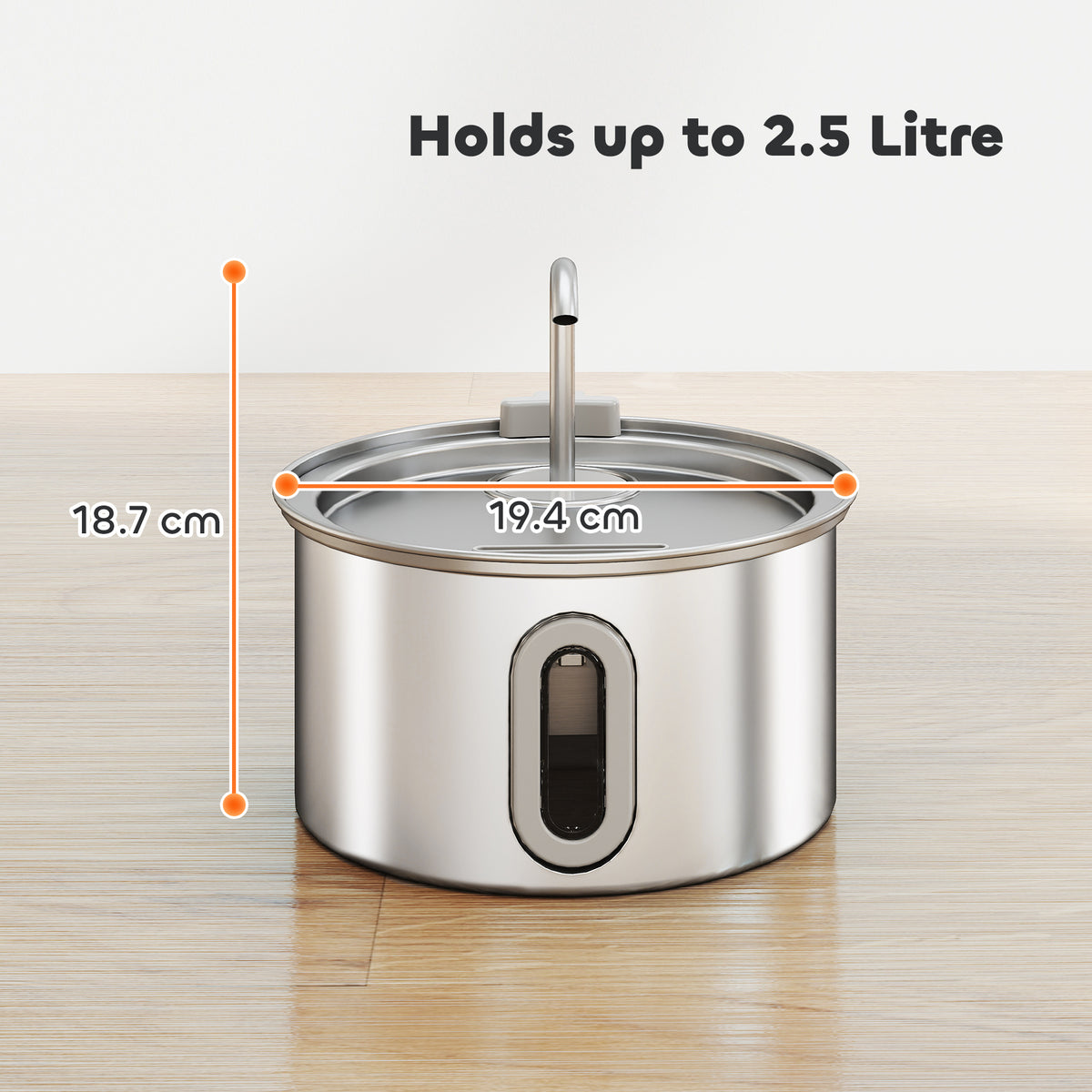 2.5L Stainless Steel Cat Water Fountain – image 6