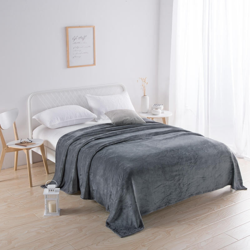 Solid Flannel Throw Blanket – Ultra Soft Lightweight Sofa & Bed Throw – image 6