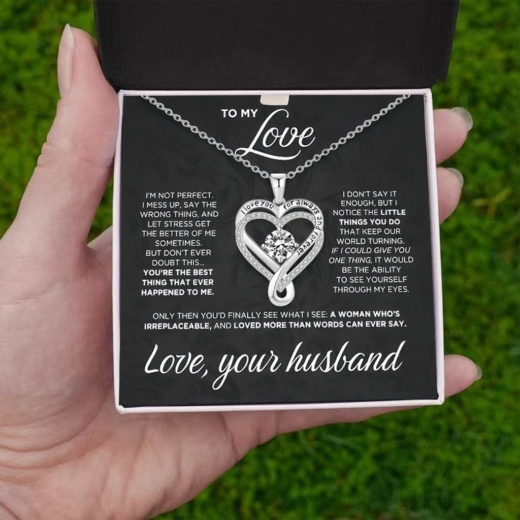 Gift Set for Her – Velvet Jewellery Box & Interlocking Heart Necklace – image 2
