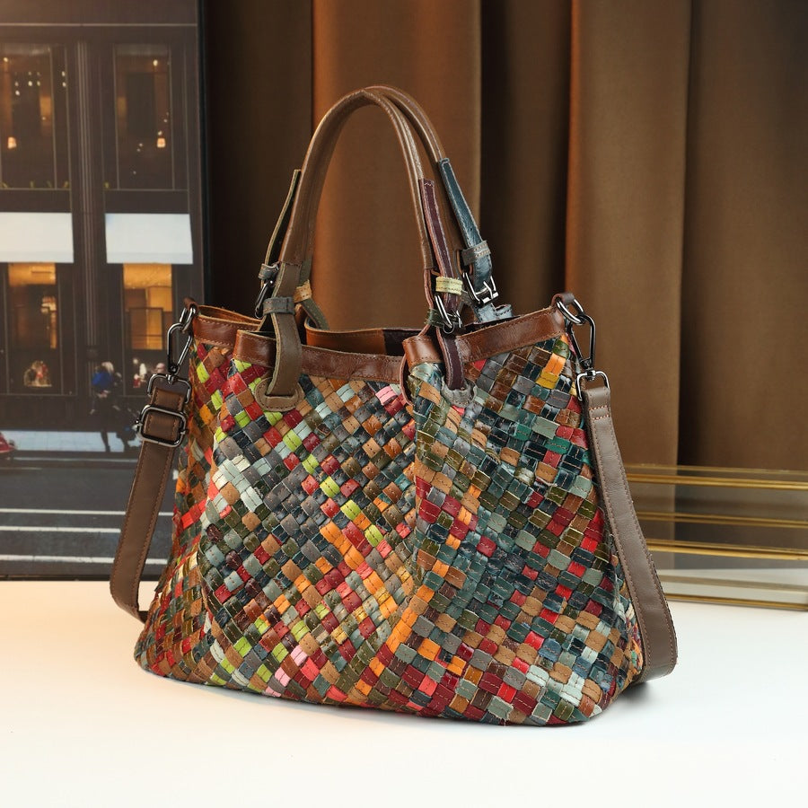 Vintage Woven Leather Crossbody Bag – image 7