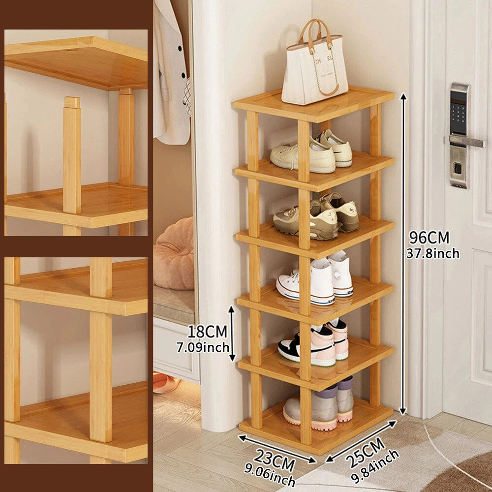 6-Tier Bamboo Shoe Rack - Vertical Space Saving Shoe – image 6