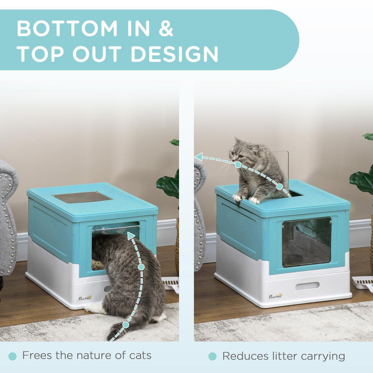 Hooded Cat Litter Box, Portable Pet Toilet – image 4